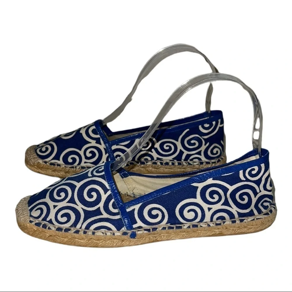 Diane von Furstenberg Blue Canvas Espadrille Flats